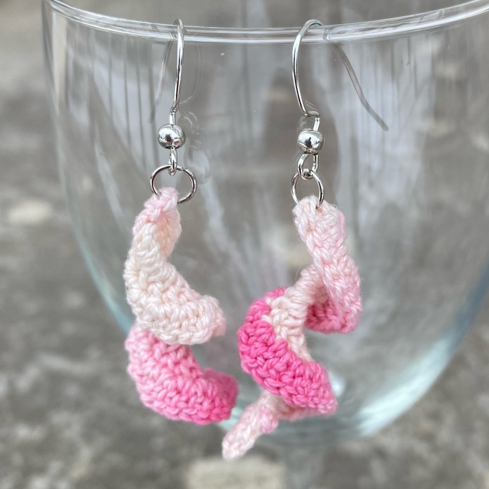 Crochet Pink Swirl Earrings